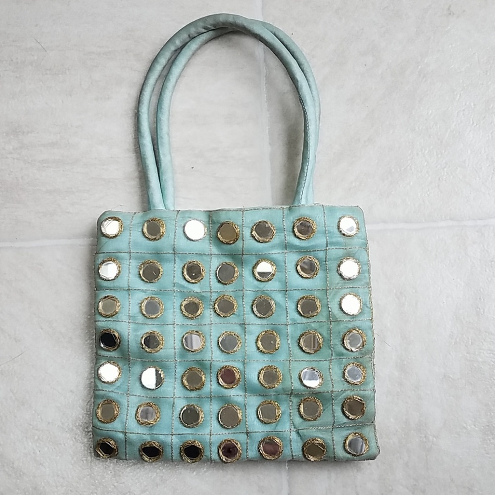 Mint evening bag in aqua